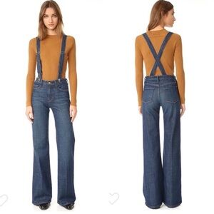 Frame Denim High Rise Wide Leg Denim Overalls Size 27